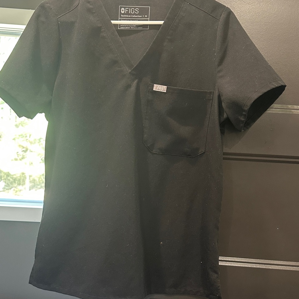 Figs V-Neck Black Scrub Top